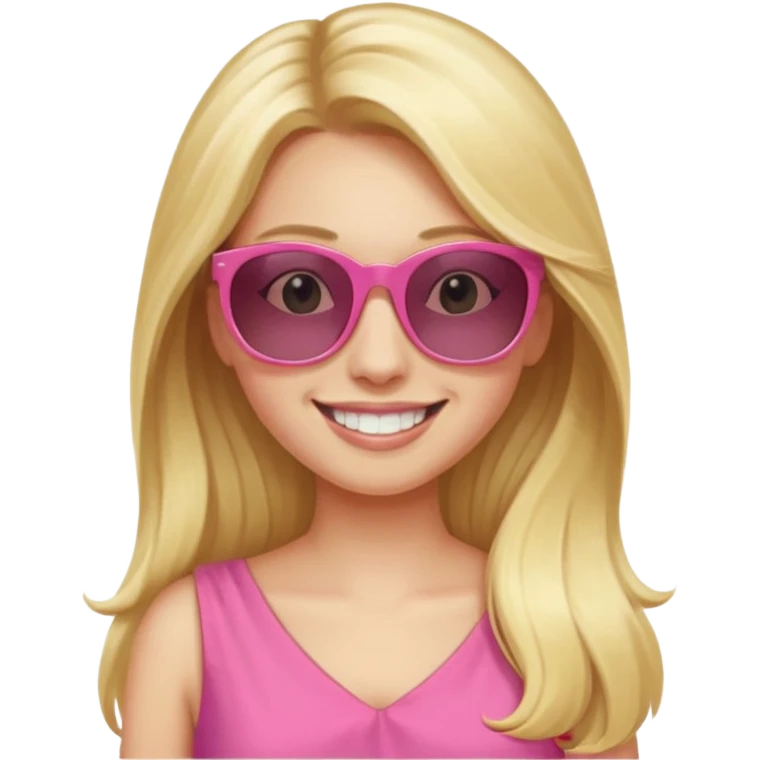 dior women with long blonde hair wear sun glasses, pink dress emoji