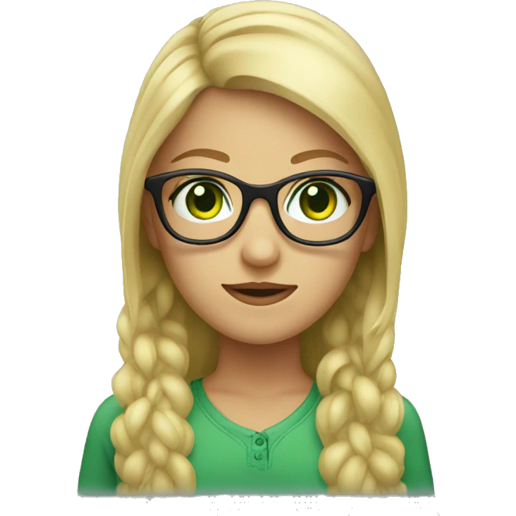 A Blond girl with green eyes and glasses  emoji
