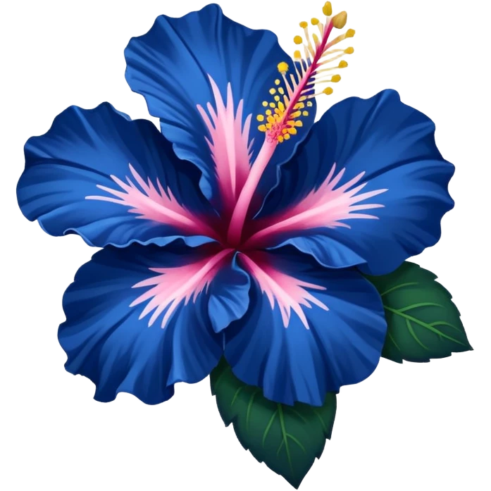 very Dark blue flower hibiscus only colour blue no pink or yellow use white for the middle of flower emoji