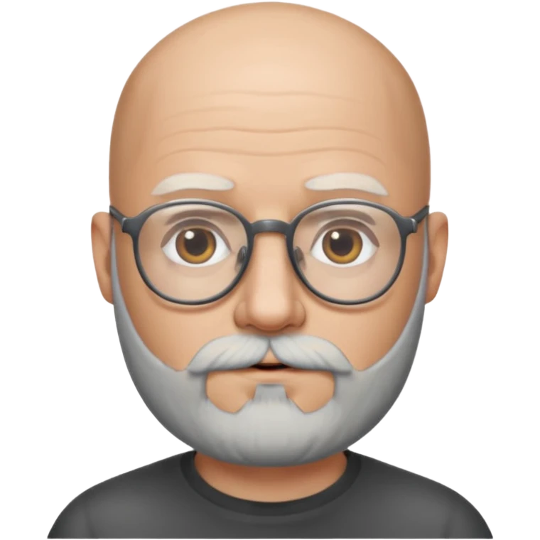 Bald man with salt and pepper beard and glasses emoji