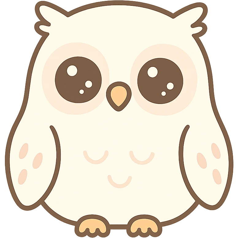 Harry Potter series, kawaii style, Hedwig the owl with big eyes emoji