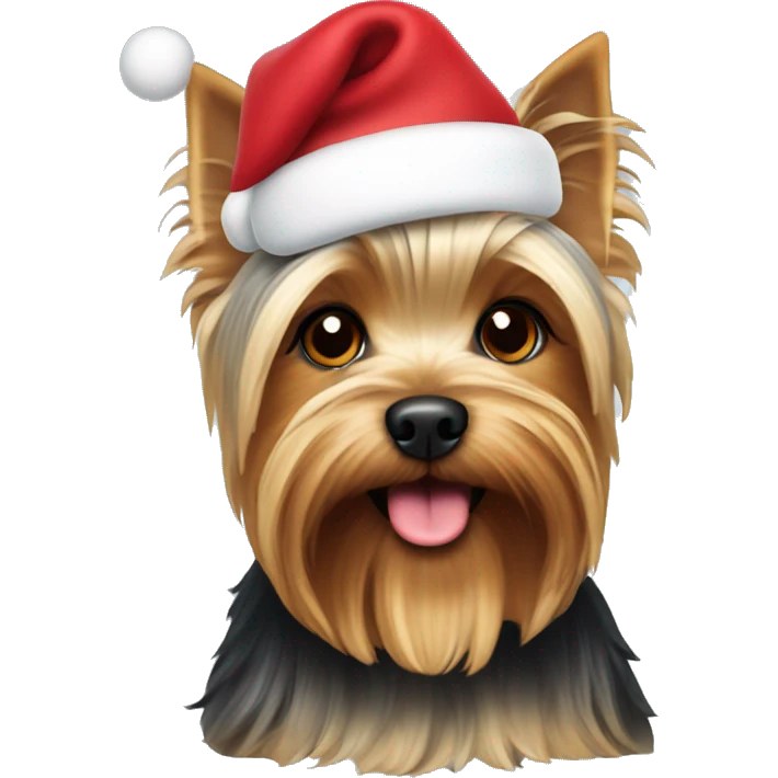 Yorkshire Terrier with Santa hat emoji