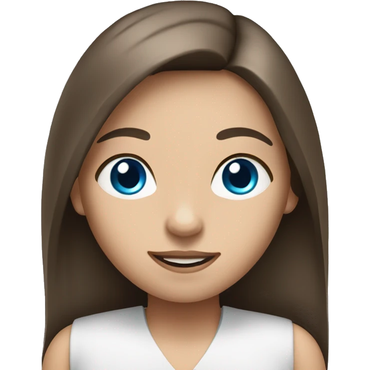 Long brunette straight haired girl with blue eyes emoji