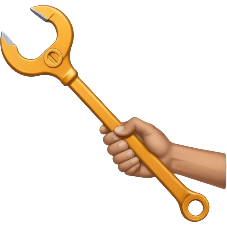 A man's hand holds a wrench emoji
