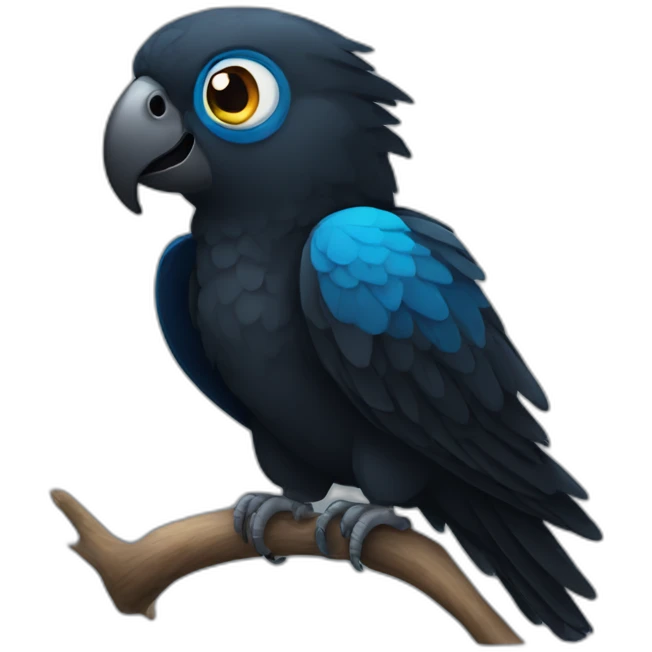 Black parrot with blue eyes emoji