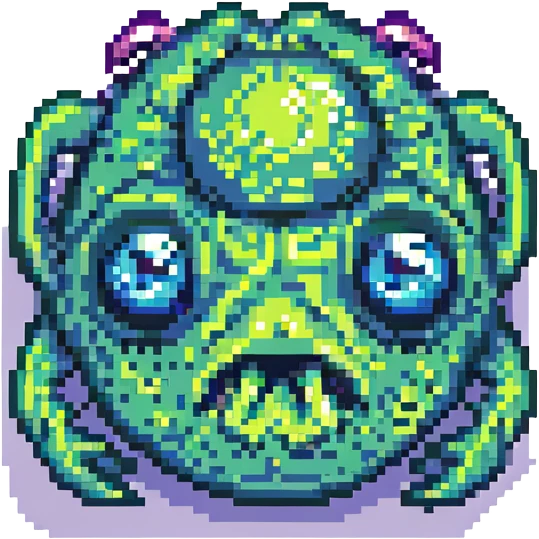 slime monster pixel art with big eyes emoji