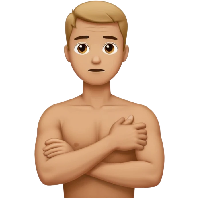 Man crossing his arms holding his necks while being mad emoji