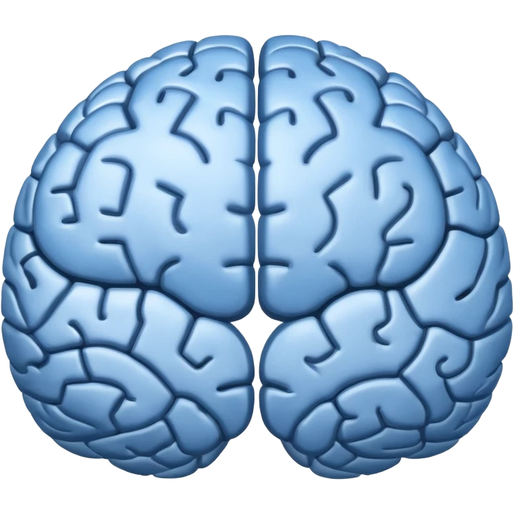 The brain has blue hemispheres and grey hemispheres emoji