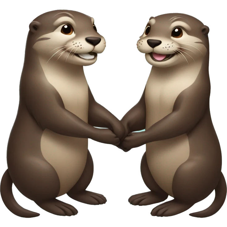 Two otters who are smiling and holding hands together  emoji