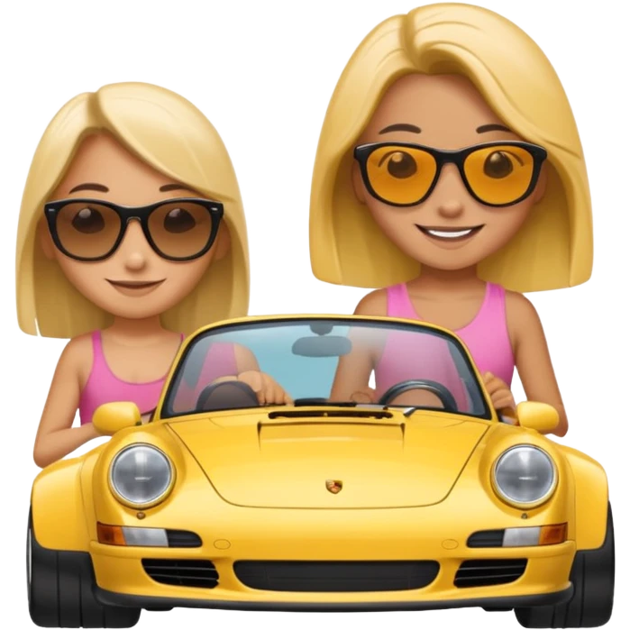 Yellow Porsche 911 992 with girls emoji