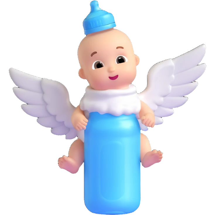 flying baby bottle with milk, wings emoji