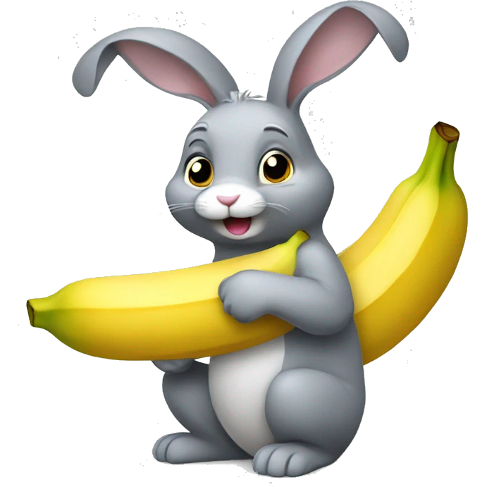 grey bunny eating banana emoji
