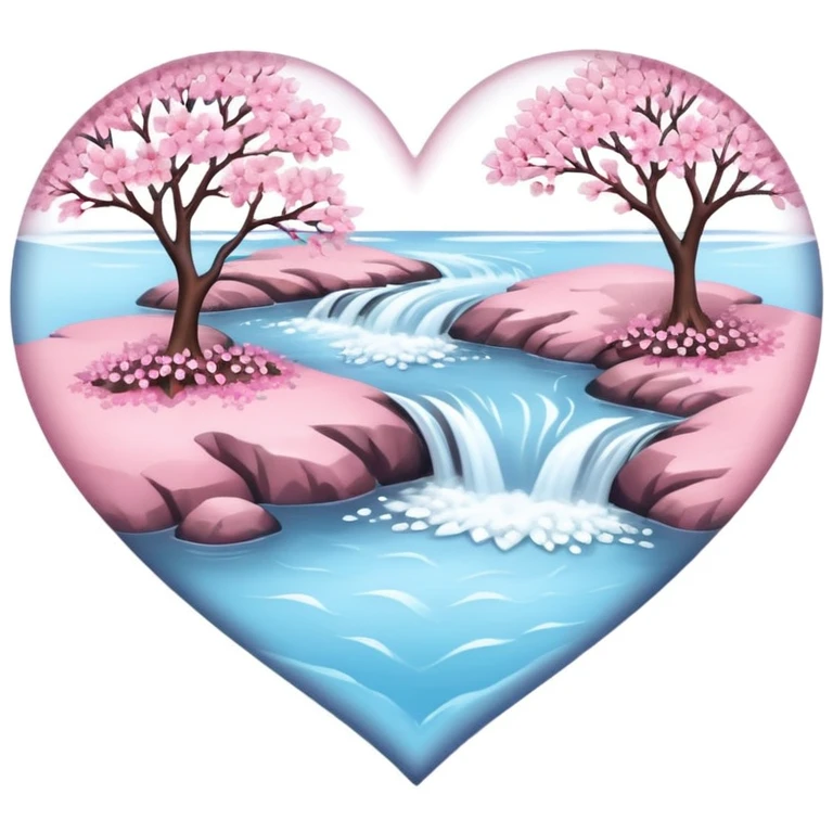 sakura heart with a river emoji