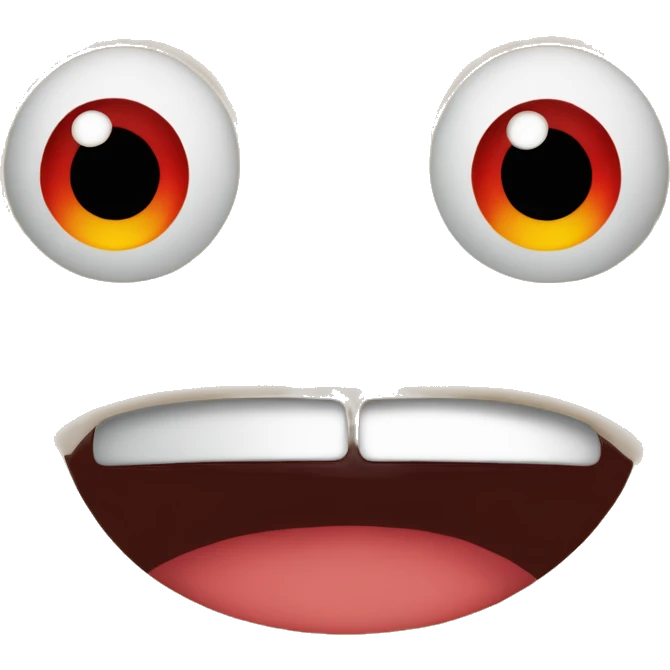 Picture a simple emoji-style face, where the eyes are bloodshot red with a tired or dazed expression. The eyebrows are slightly raised, and the mouth is either in a lazy smile or slightly open in a neutral way. emoji