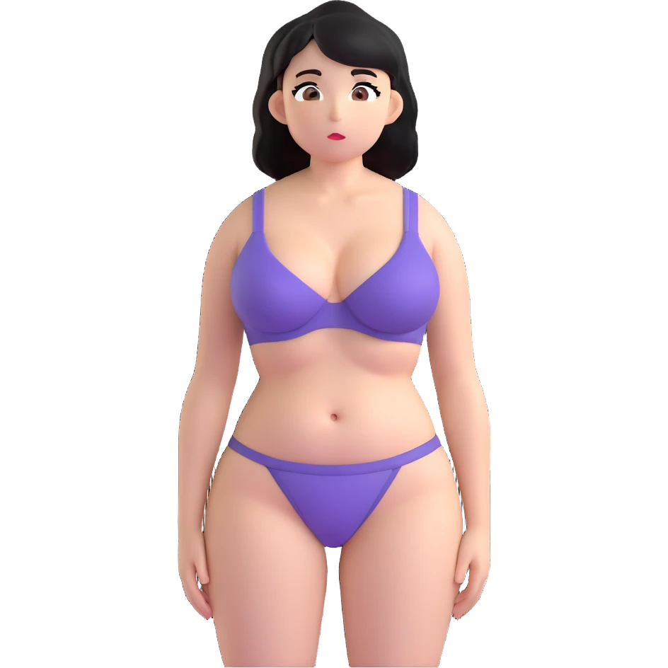 anime style woman with exaggerated proportions, large chest, wearing a bra emoji