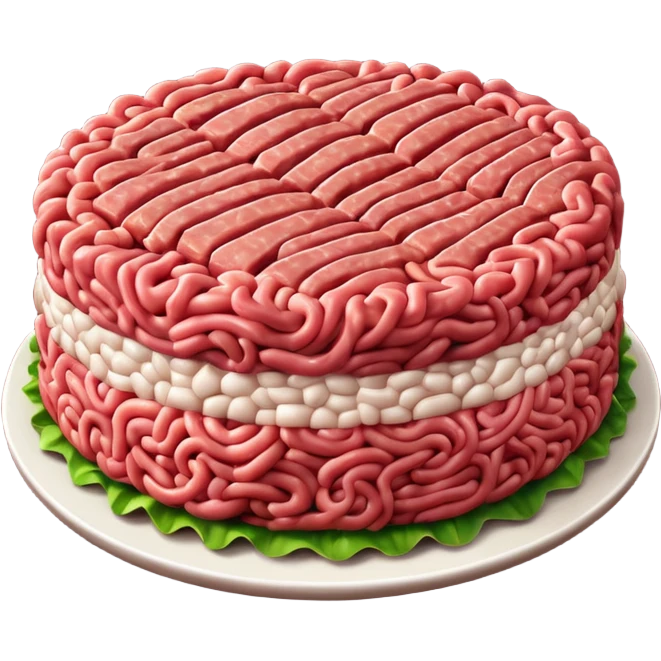 raw ground meat object icon, fresh minced beef, 3D cartoon, mobile game icon style, clean background, soft shadow, no text, no watermark emoji