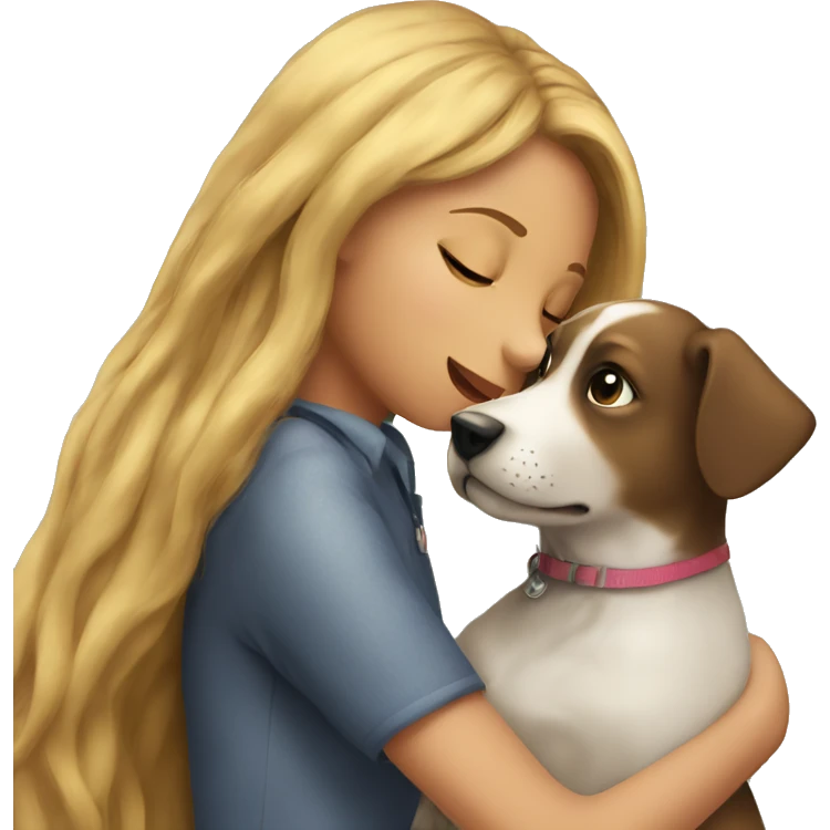 girl kissing dog emoji
