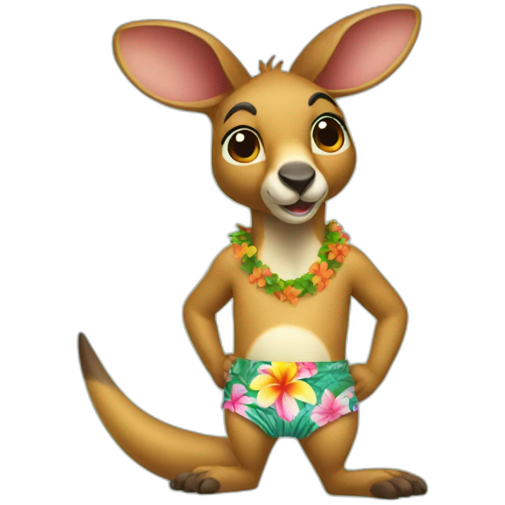 a kangaroo wearing an hawaii bath trunk emoji