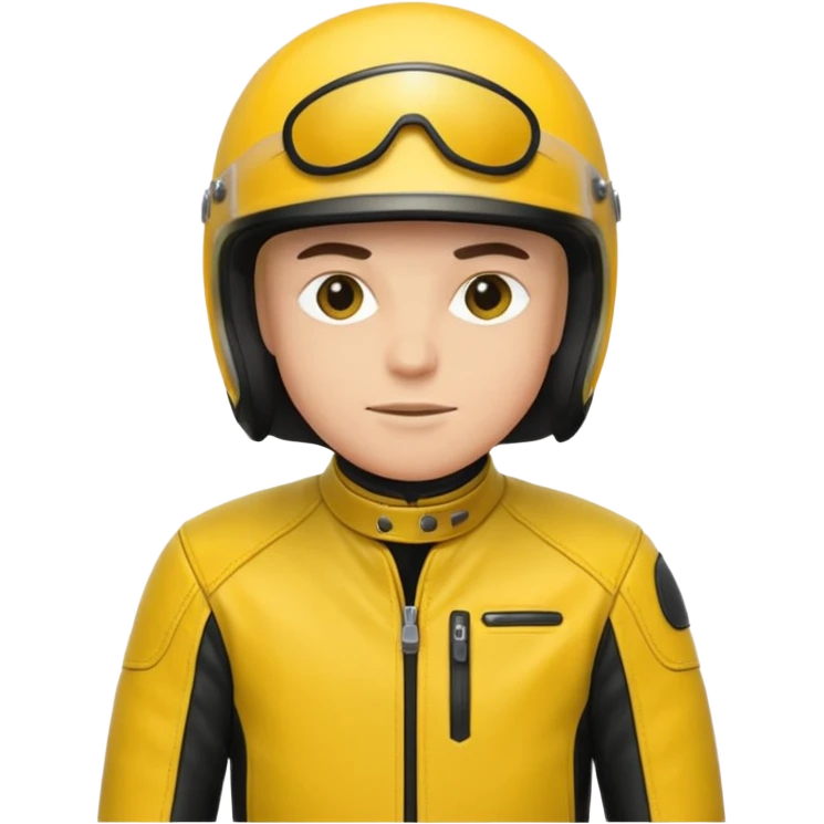 Biker in black helmet wearing yellow jacket emoji