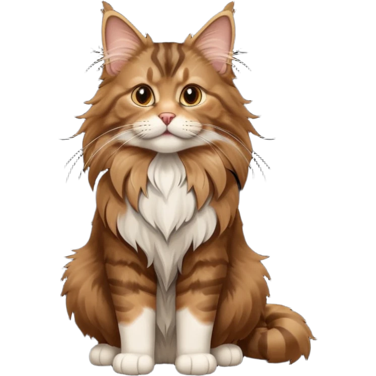 A high-resolution photo-realistic digital illustration of a brown maine coon cat, chest upward emoji