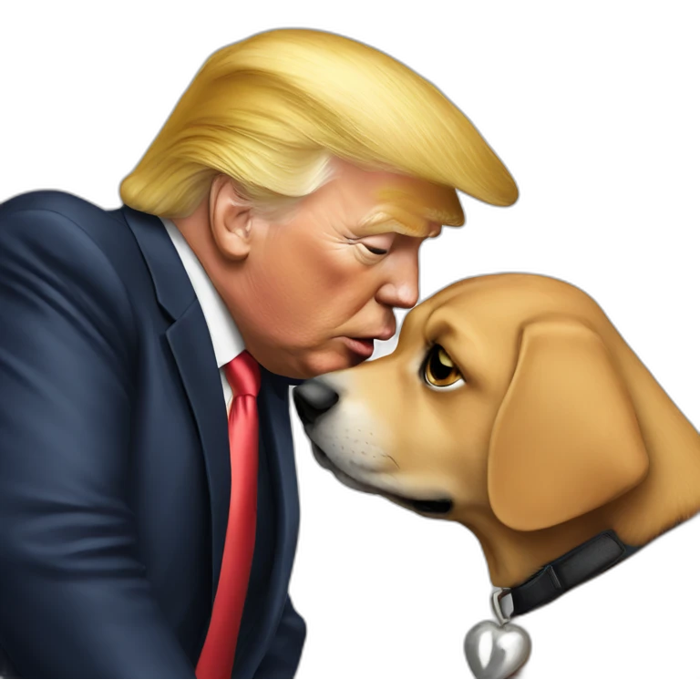 trump kissing a dog emoji