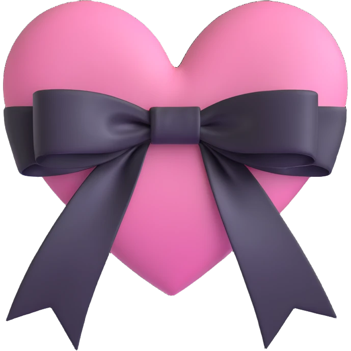 pink heart with a black bow and a ribbon emoji