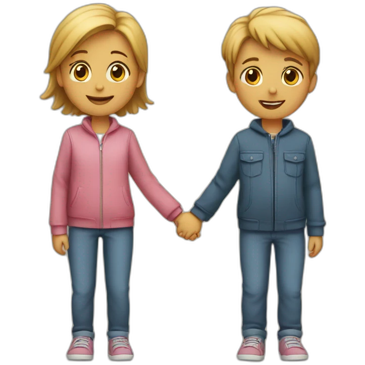 two kids holding thier hands emoji