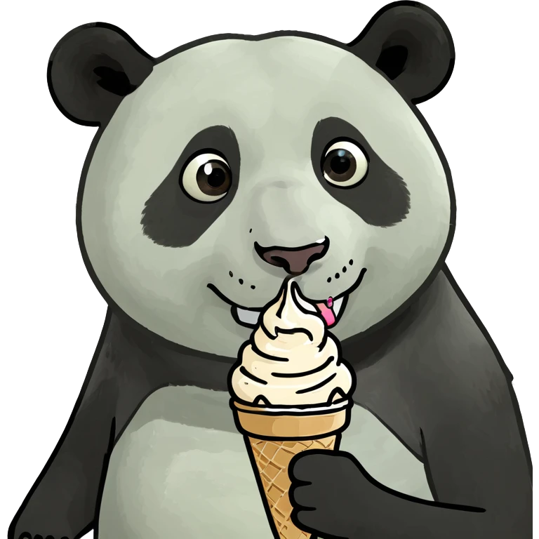 Panda eating ice cream emoji