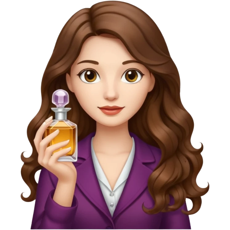 Half body pretty long hair woman holding 1 parfume emoji