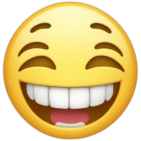 laugh and teeth is out from the mouth. emoji