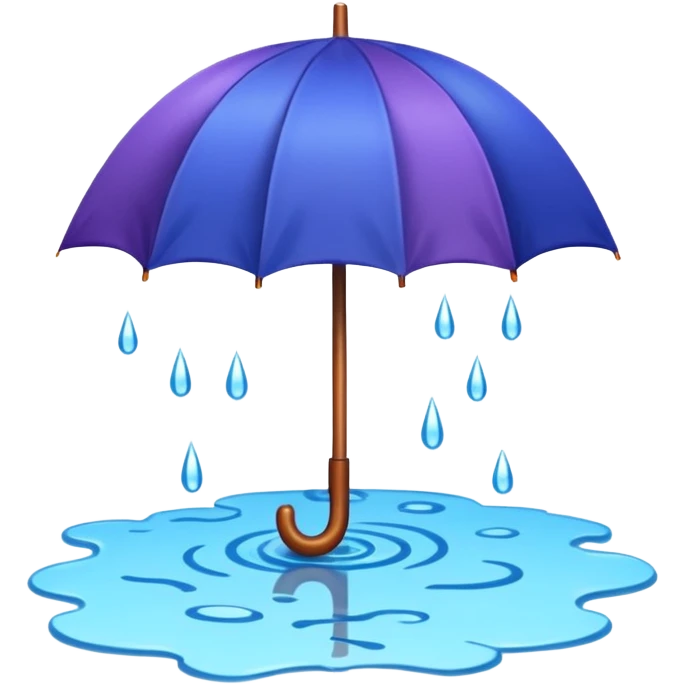 Umbrella under heavy rain with puddles emoji