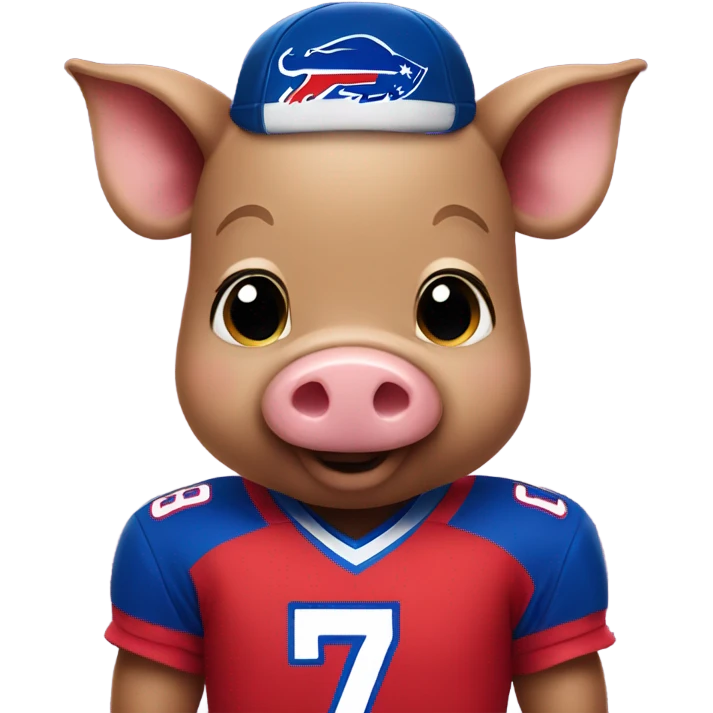 Cute pig in buffalo bills jersey emoji