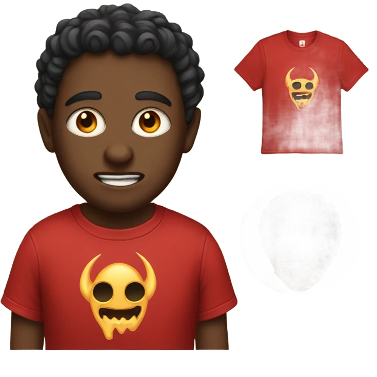 Red T shirt with a Picture of satan on it emoji