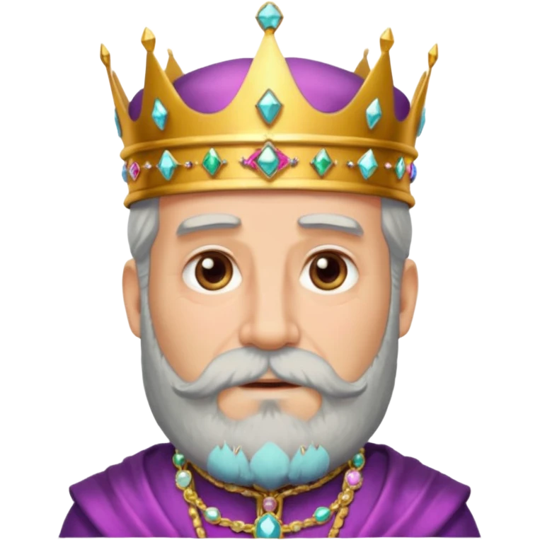 Bearded King, Old king with long gray beard and jeweled crown. emoji