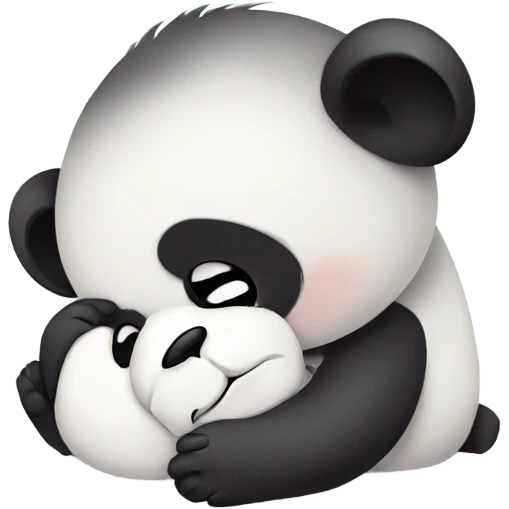 Sad baby panda dreaming about big panda emoji
