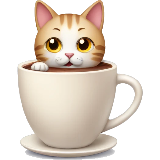 Cat with cup of hot chocolate emoji