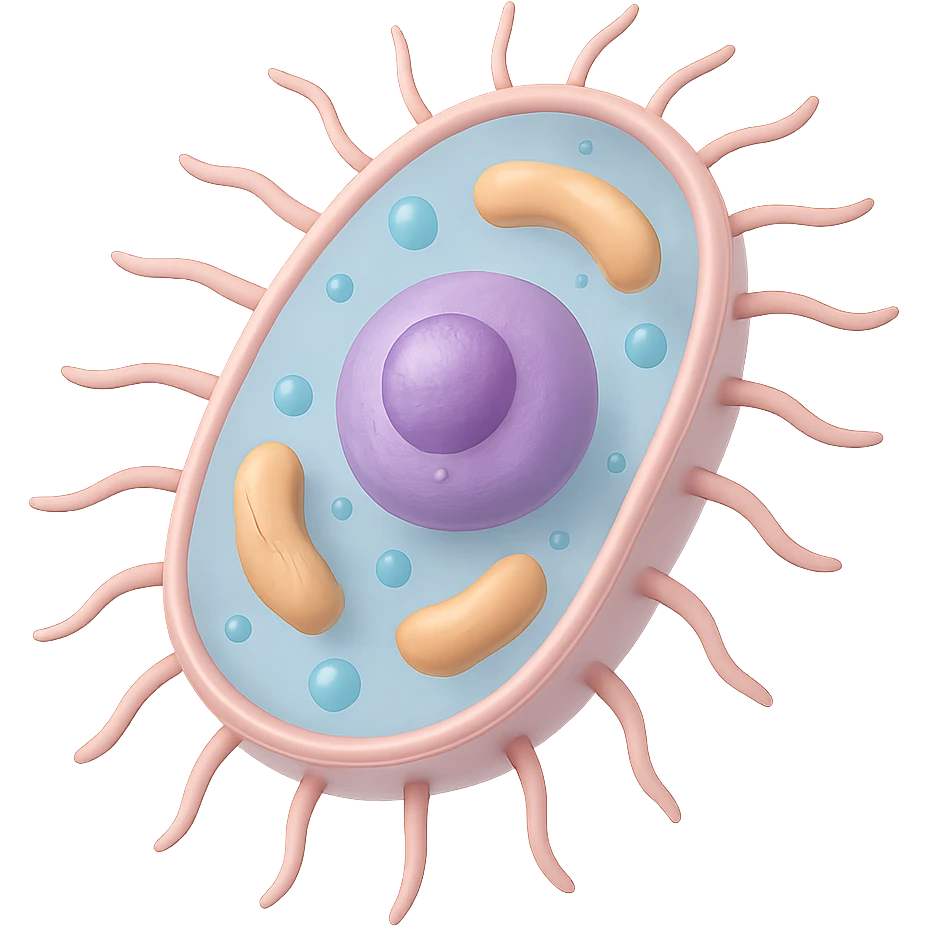Make the bacteria more 3D with visible internal organelles. Keep pastel colors and remove the background. Style: GPT Image. emoji