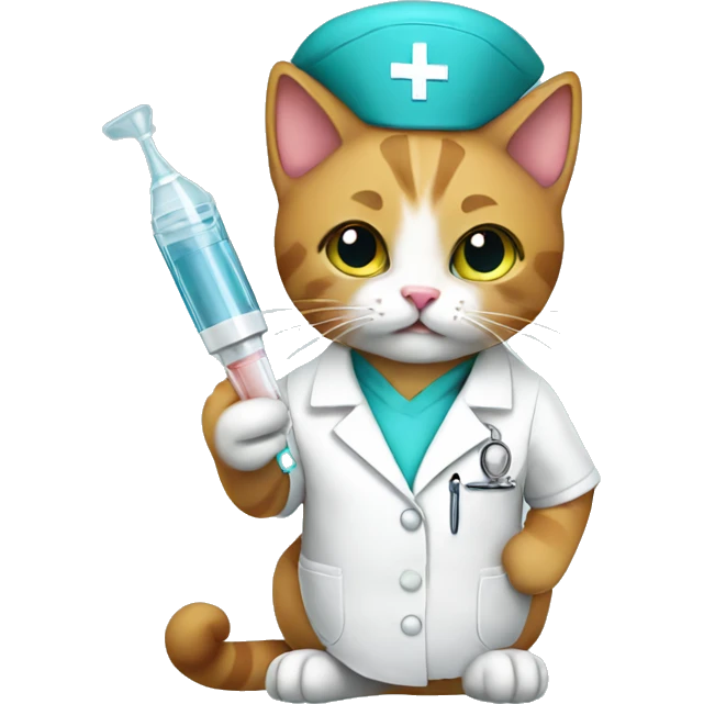 Nurse cat holding syringe  emoji