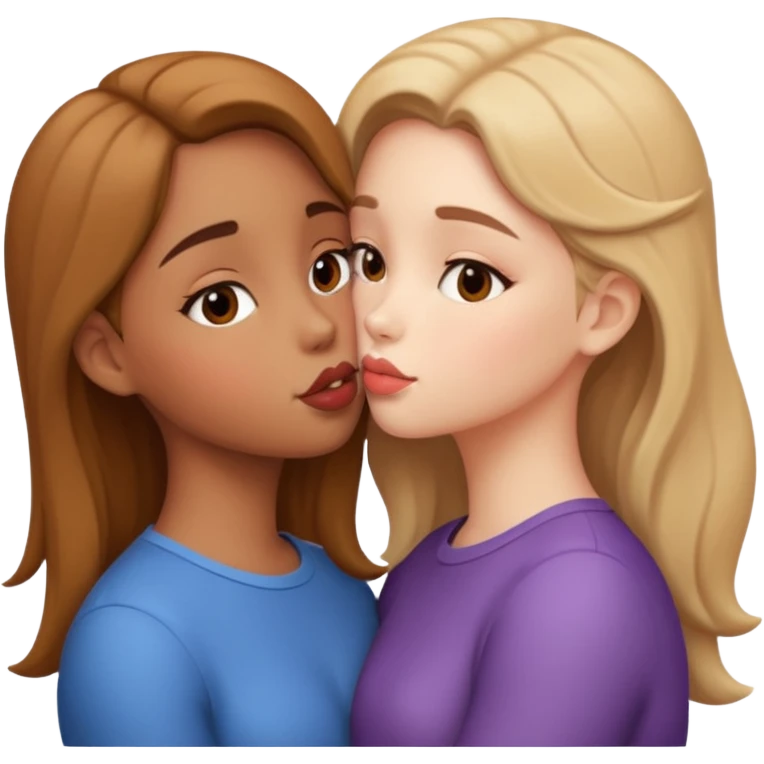 two girls french kissing  emoji