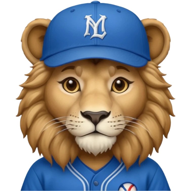 lion with blue baseball jersey and hat emoji
