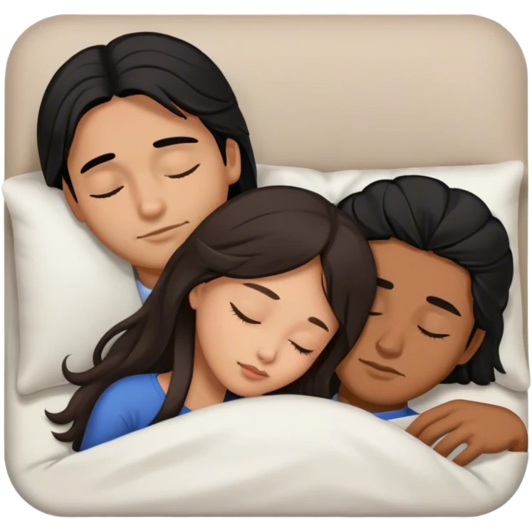 Latino man with long black hair sleeping with brown hair Filipina emoji