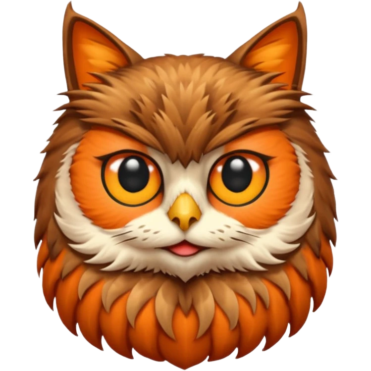 A cat's head and a owls body emoji