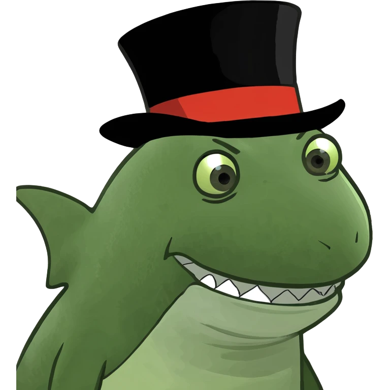 Shark with a top hat emoji