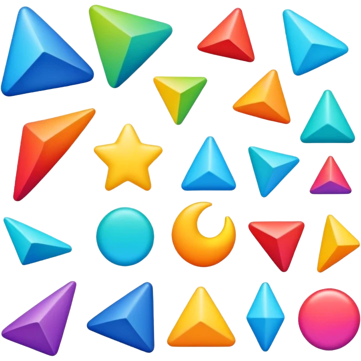 emoji inspired by the Aerial Telecom Solutions Pvt Ltd logo, featuring abstract colorful shapes arranged simply and vibrantly, suitable for emoji use emoji