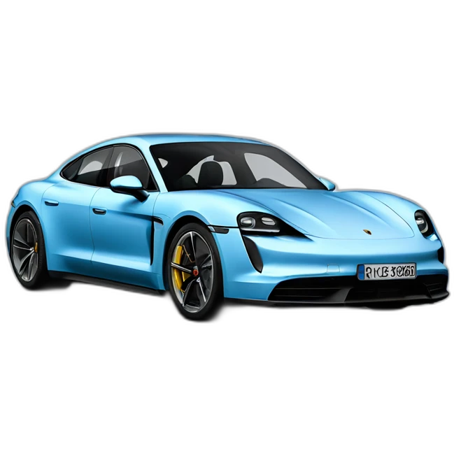 one porsche taycan light blue sideways emoji