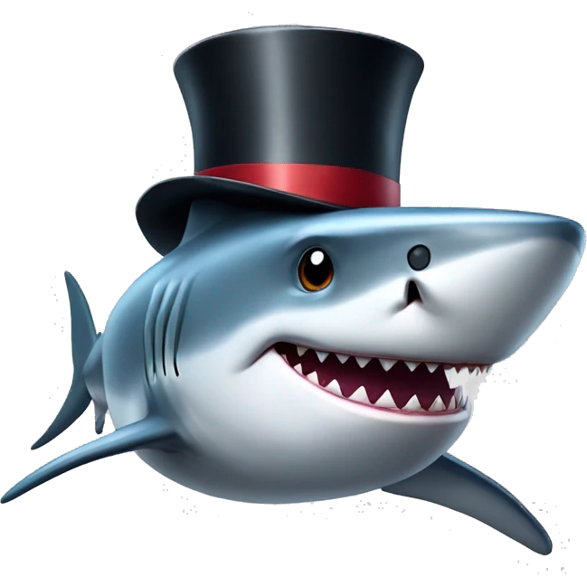 Shark with a top hat emoji