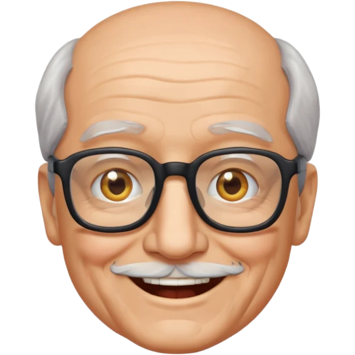 elderly man with square glasses and a square face, emoji style emoji