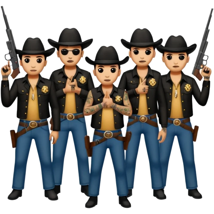 Norteño gang with numbers 14, hand gang signs and guns emoji