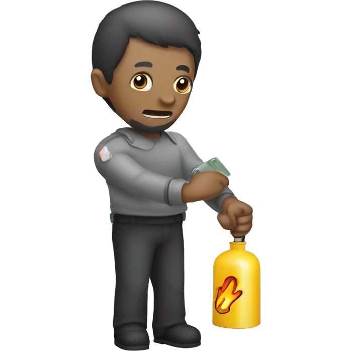 Mano usando un extintor emoji