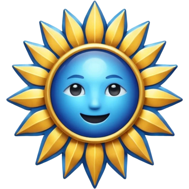 Verified badge with the body of a Sun ☀️ make the color blue and make sure they is no cartoon in it emoji